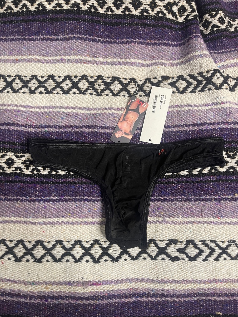 NEW! envy Men's Black Brief Thong